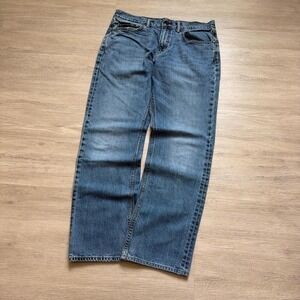 2000s Y2K Straight Stacked Faded Denim Jeans Grunge 32x30